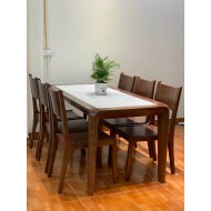 Bàn Ăn Gỗ Sồi Chân Hươu  6 ghế 1 Tựa Ngang  Bàn Ăn Gỗ Sồi Chân Hươu  6 ghế 1 Tựa Ngang