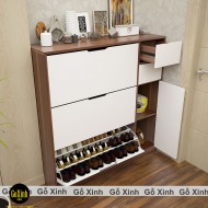 Tủ giày - thông minh Cherry 100cm vân hồ đào cánh trắng Tủ giày - thông minh Cherry 100cm vân hồ đào cánh trắng